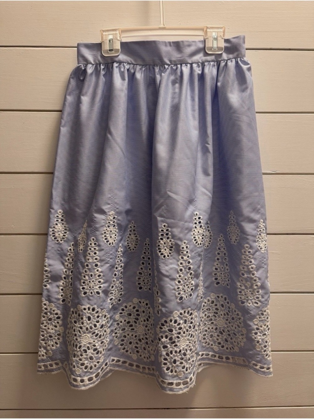H&M Light Blue A-Line Eyelet Midi Skirt cottage core, coastal.